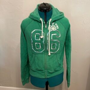 PINK Victoria’s Secret women’s zip up sweatshirt with hood. True green.